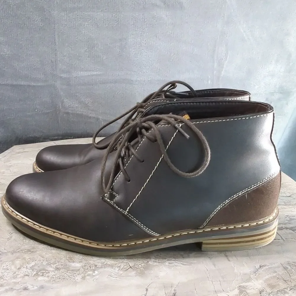 Steve Madden‎ M Edict Brown Faux Leather Ankle High Shoes Mens Size 9.5 M 910727